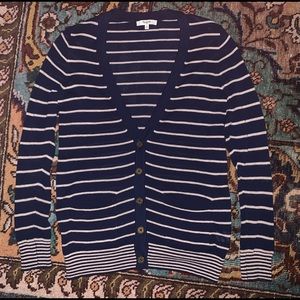 Madewell Cardigan Medium Button Up Long Sleeve Pockets Stripes V Neck Medium